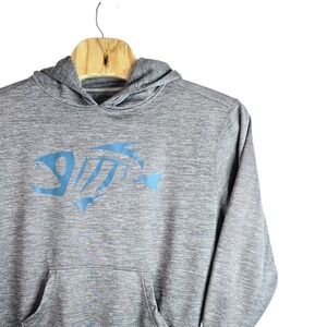 G-Loomis Mens Hoodie Large Grey Space Dye Performance Fishing Skeleton Fish Logo